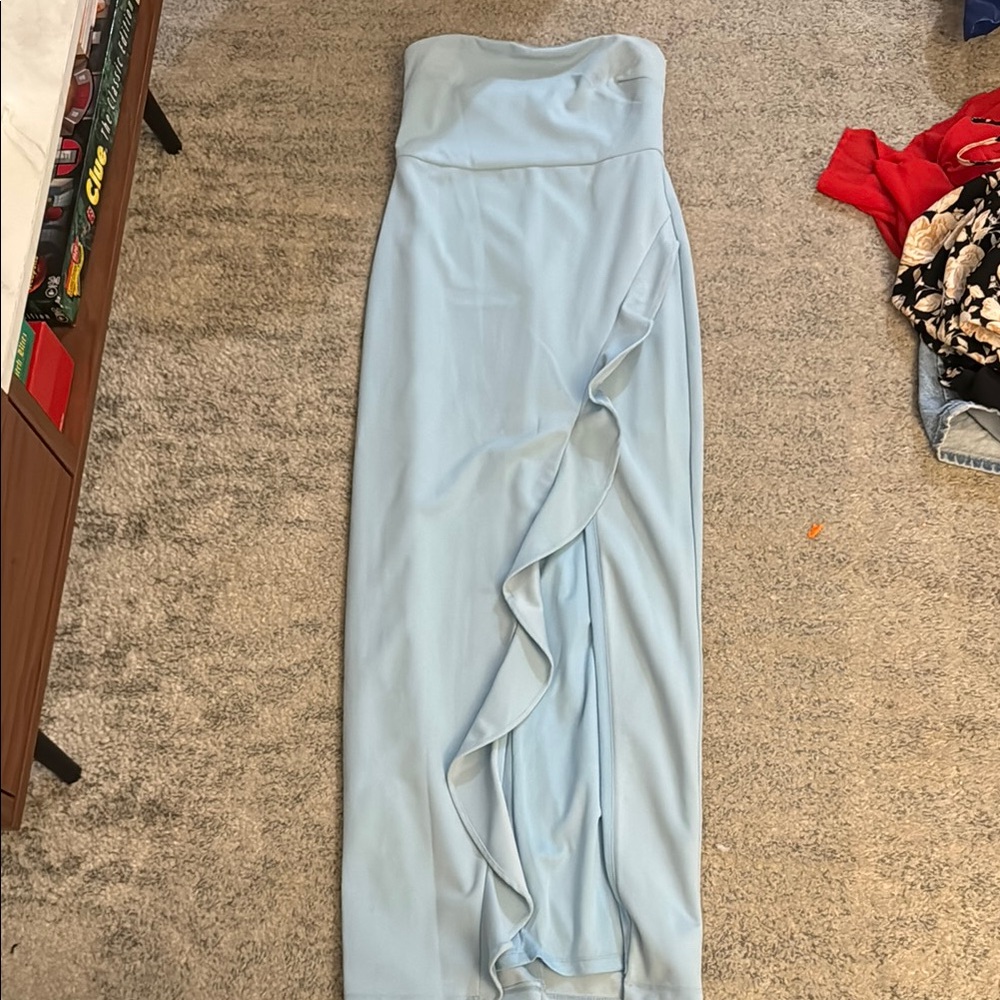 Lulu's Light Blue Strapless Maxi Dress